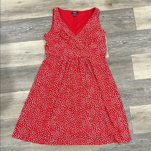 Red and White Polka Dot Midi Dress